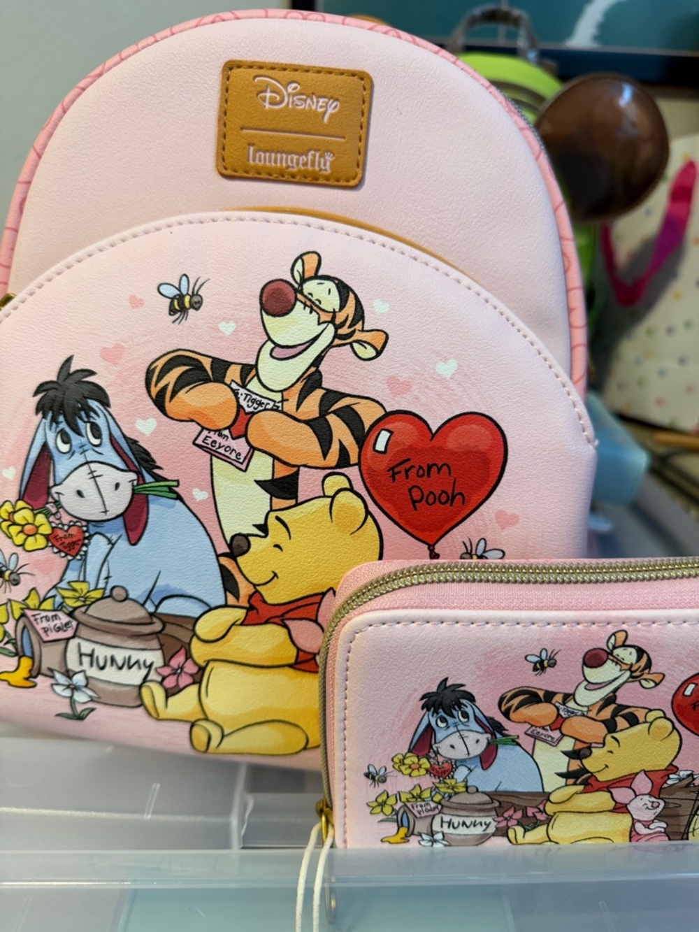 Loungefly Kids Pink Winnie the Pooh Backpack & Wallet Set